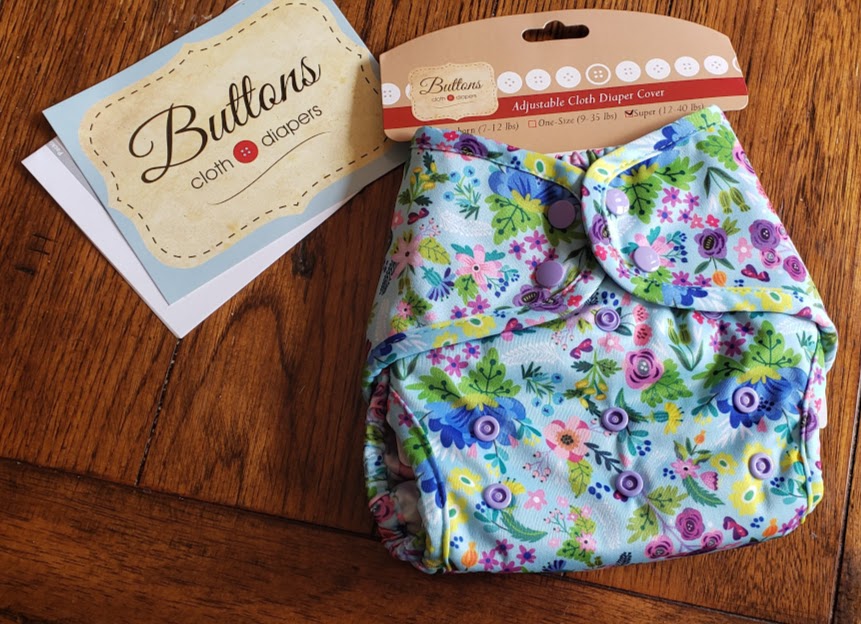 Buttons Super cloth diaper cover garden party